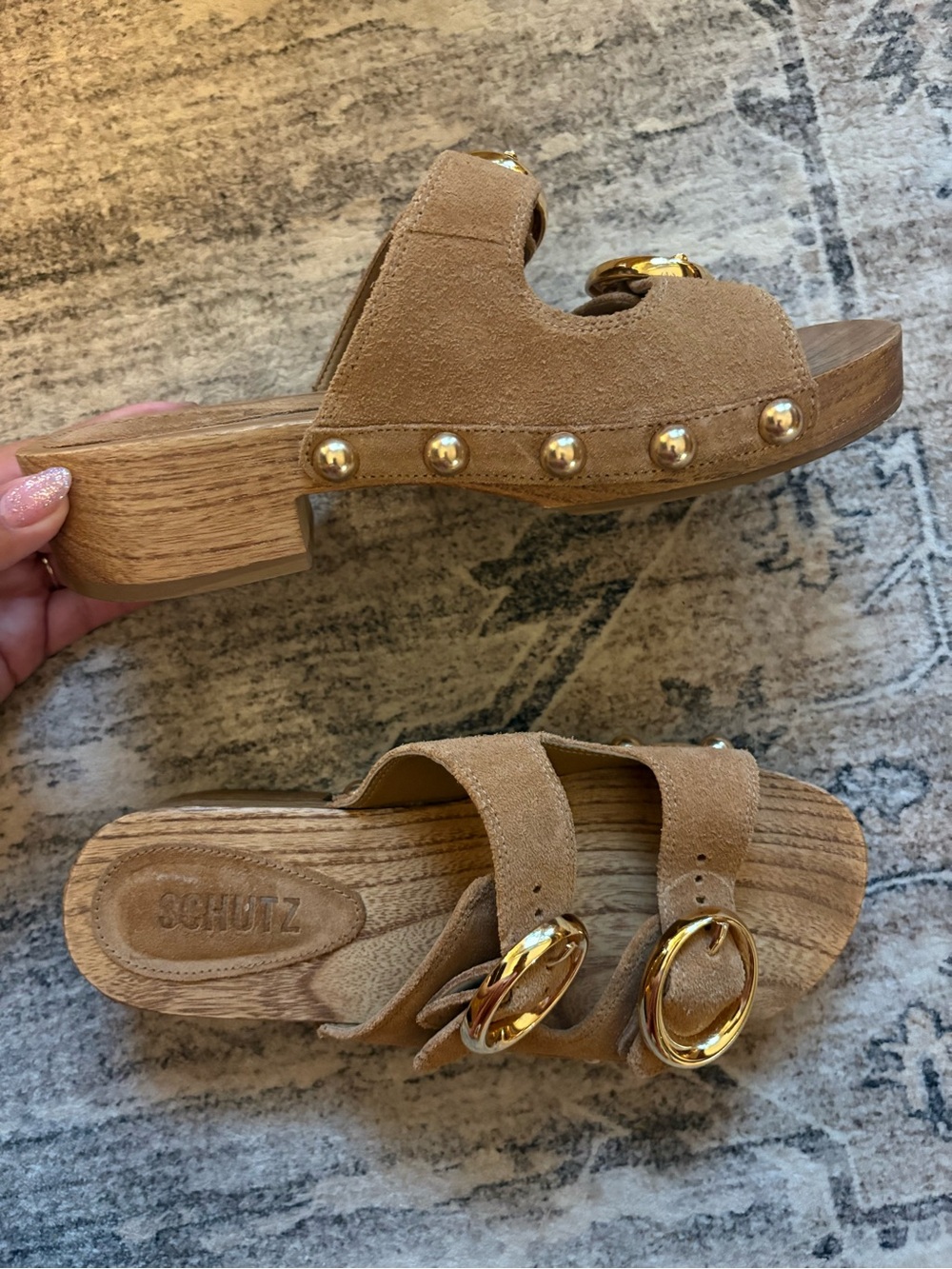 Schutz juno leather suede brown wood cottagecore sandal clogs size 6.5 NEW - Picture 10 of 13